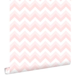Estahome papel pintado zigzag chevrons rosa suave y blanco 53 cm x 10.05 m