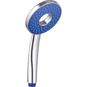 Cabezal de ducha cromado/azul de 1 chorro azul
