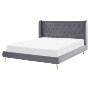Cama terciopelo forbach 160 x 200 cm gris