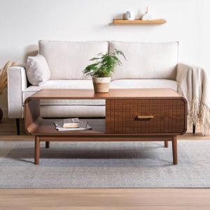 Mesa de centro milo de nogal, estilo retro, 105 cm