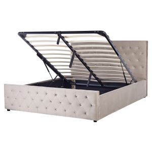 Cama con almacenaje amiens terciopelo gris pardo 160 x 200 cm