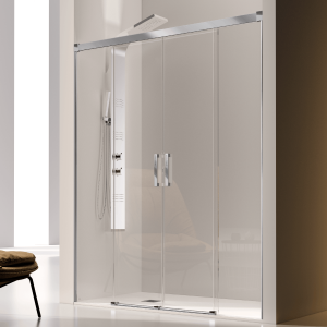 Mampara frontal 2 fijos + 2 puertas correderas 180  cm glasé