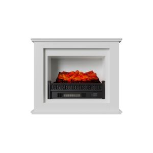 Chimenea eléctrica brasas kit marco blanco y calefactor decorativo de pared