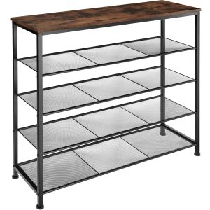 Zapatero estilo industrial y 4 estantes 100x30,5x93 cm madera oscura