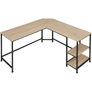 Escritorio industrial con 2 estantes 138 x 138 x 75,5 cm madera clara