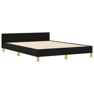 vidaXL estructura de cama con cabecera negro 160 x 200 cm tela