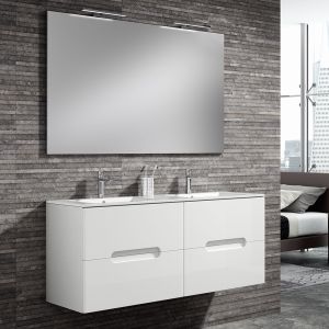 Mueble baño, lavabo, espejo y aplique LED victoria 120x45cm blanco sus.