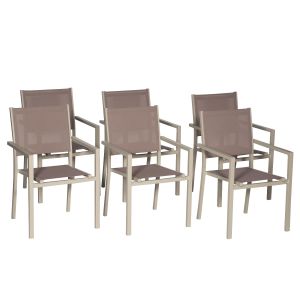 Juego de 6 sillas de aluminio color topo - textilene taupe