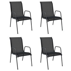 vidaXL sillas de jardín 4 unidades acero y textilene negro