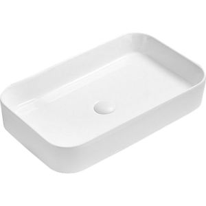 Lavabo cerámico sobre encimera,  60x37x11 cm, blanco