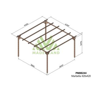 Pérgola de madera maciza - marbella 420x420cm (maderland)