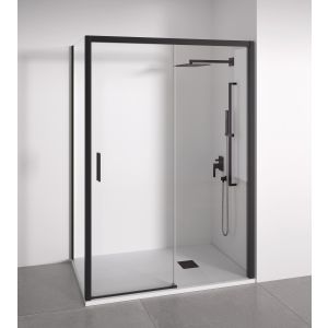 Mampara de ducha angular negra 115-120 x 72-75 m acceso izda. Bellobath