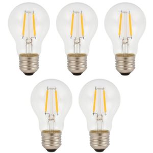 Pack x5 bombilla LED a60 E27 filamento 4w 550lm. Luz cálida 2700k