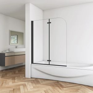 Aica mampara de bañera plegable,6mm,antical,negro mate,(1180-1200)x1400mm
