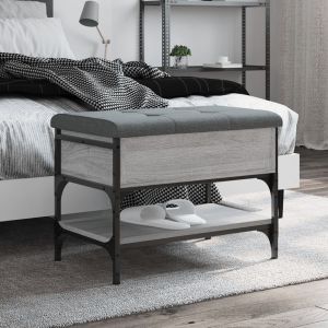Banco zapatero madera de ingeniería gris sonoma 62x42x45 cm