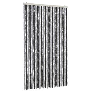 vidaXL cortina antimoscas chenilla gris y negro 100x200 cm