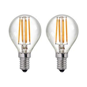 Pack 2 bombillas LED filamento esféricas e14 4w equi.40w 470lm 2700k