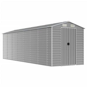 vidaXL caseta de jardín gris claro 191x640x198 cm acero galvanizado