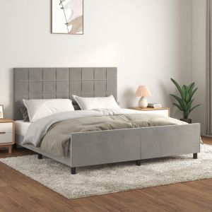 Cama con cabecero terciopelo gris claro 180x200cm reg8640