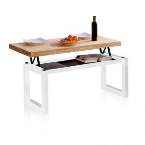Mesa de centro elevatória loft carvalho selvagem - branco