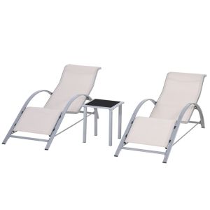 Set 2 tumbonas jardín 59x169x66 cm metal, textilene color beige Outsunny