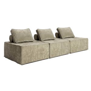 Oviala - sofá modular de tela de 3 plazas con cojines topo