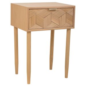 Mesita  de madera de 1 cajon marron 41x33x60