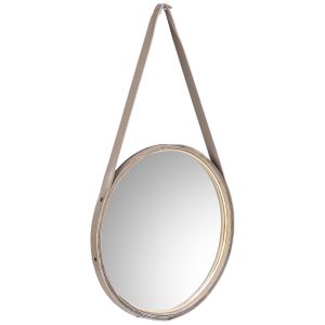 Espejo de madera y cuerda de polipiel  marrón, d39x2,5h cm