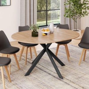 Mesa redonda extensible alix madera y metal - 110-150 cm