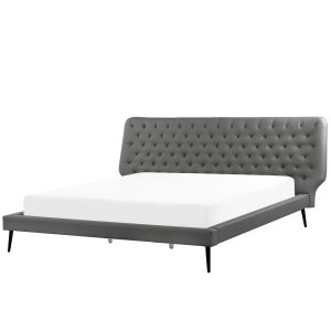 Cama piel sintética essonne 180 x 200 cm gris
