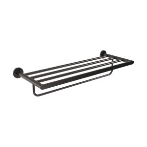 Imex - toallero doble para baño sin taladro negro serie practic