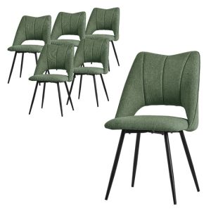 Juego de 6x sillas de comedor sillón tapizado  verde de poliéster