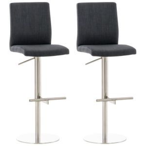 Conjunto de 2 taburetes de bar cadiz en tela - gris oscuro - acero inoxidab