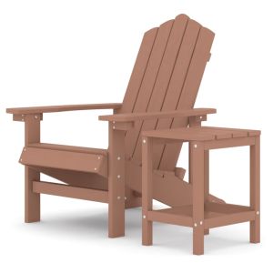 vidaXL silla de jardín adirondack con mesa hdpe marrón