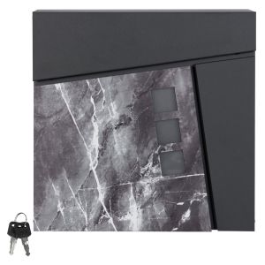 Buzón 37x36,5x11 cm antracita/negro aspecto mármol acero ml-design