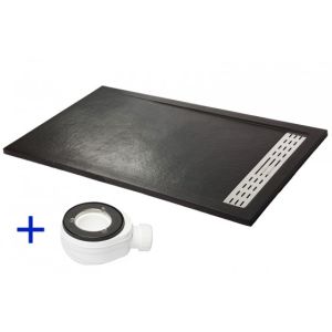 Plato de ducha premium negro ral 9005 80x180