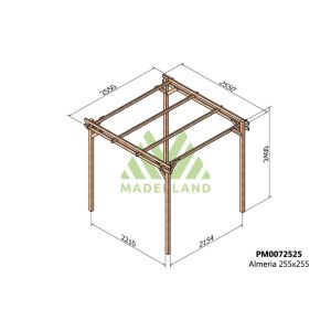 Pérgola de madera maciza - almeria 255x255cm (maderland)
