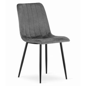 Silla valora jewa de terciopelo gris oscuro con patas negras x1