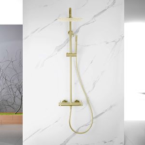 Columna de ducha monomando sky bath oro cepillado serie diamond