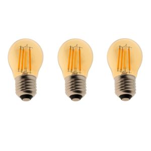 Pack x3 bombilla LED g45 E27 filamento 4w 470lm. Luz cálida 2700k