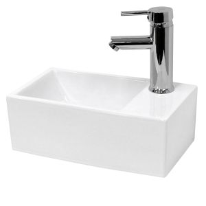 Lavabo cerámico cuadrado 350 x 205 x 125 mm blanco