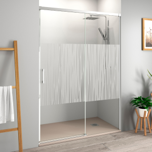 Mampara ducha frontal corredera 200 cm (adaptable 194-200cm) cromo brillo