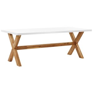 Mesa de jardín olbia 200 cm 100 cm cemento blanco