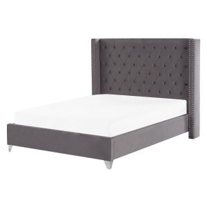 Cama terciopelo lubbon 160 x 200 cm gris