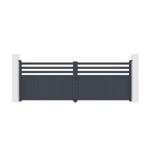 Puerta automática batiente 4m nevis a.140cm gris + motor ranger b150