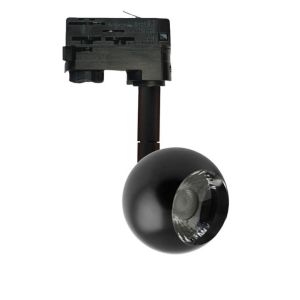 Foco LED negro orientable 10w fenix, carril trifásico, luz natural 4000k