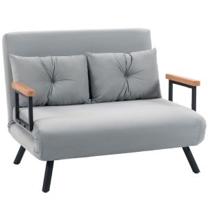 Sofá cama doble 102x73x81 cm terciopelo, acero color gris Homcom