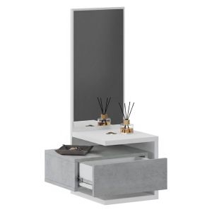Mueble de entrada tesero, con cajón, en madera blanca