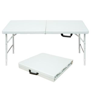 Mesa plegable multiusos ajustable hierro y plástico blanco 58-74x125x61cm