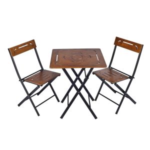 Wellhome 3p set de mesa y sillas de jardín mdf 60x73x60 cm